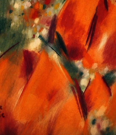 Detail z díla Dimitrije Kadrnožky — teplá oranžová